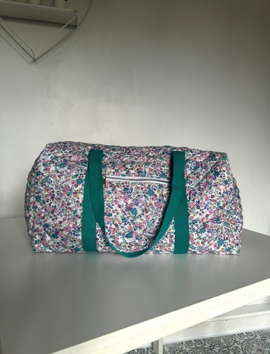 Large Floral Quilted Duffle Bag - Purple/Teal Mix