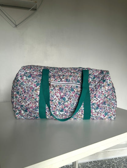 Large Floral Quilted Duffle Bag in Cora Bloom