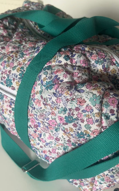Large Floral Quilted Duffle Bag in Cora Bloom