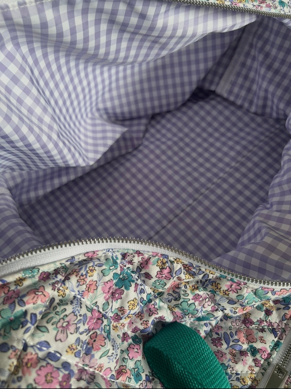 Large Floral Quilted Duffle Bag - Purple/Teal Mix