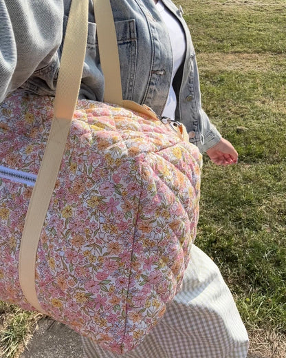 Large Floral Quilted Duffle Bag in Wildflower Meadow
